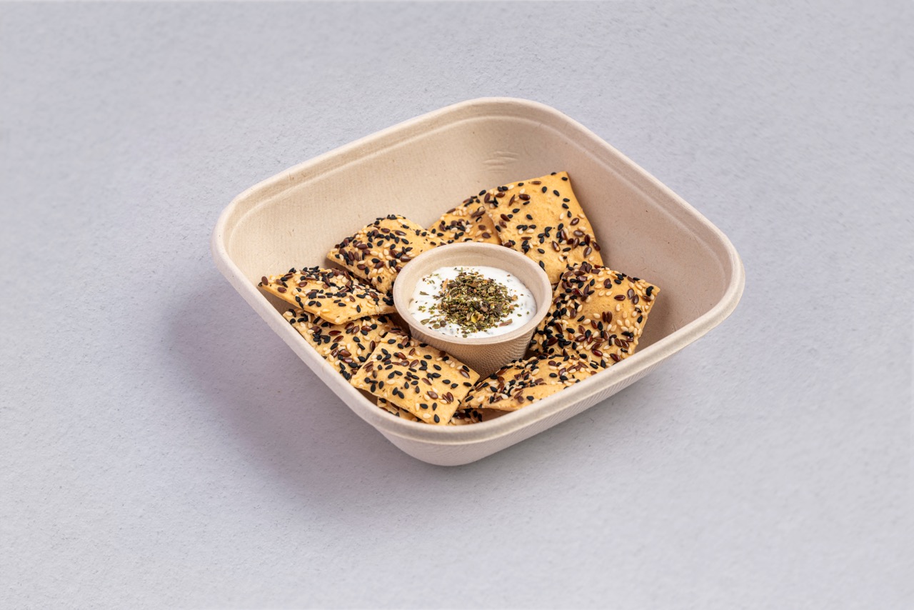 seeds crackers & labneh dip